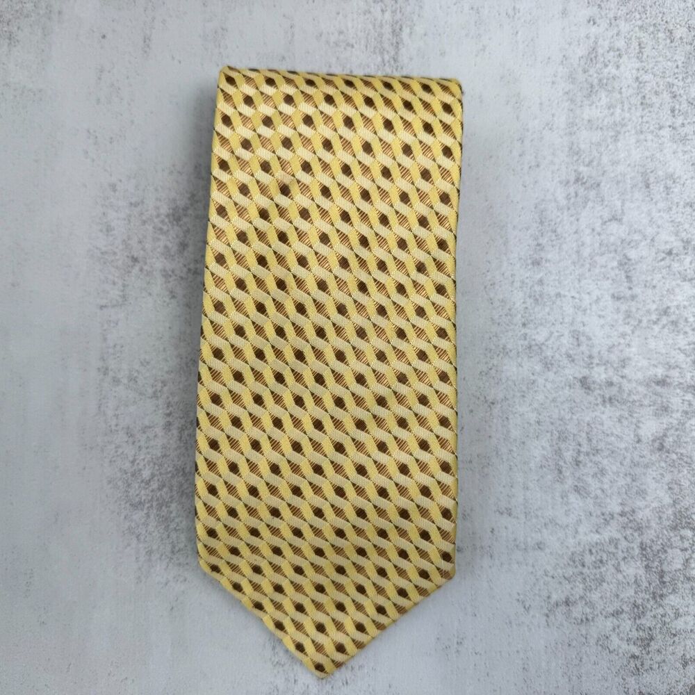 Platinum By Phatties Mens Tie Striped Yellow and Brown 57"x4"